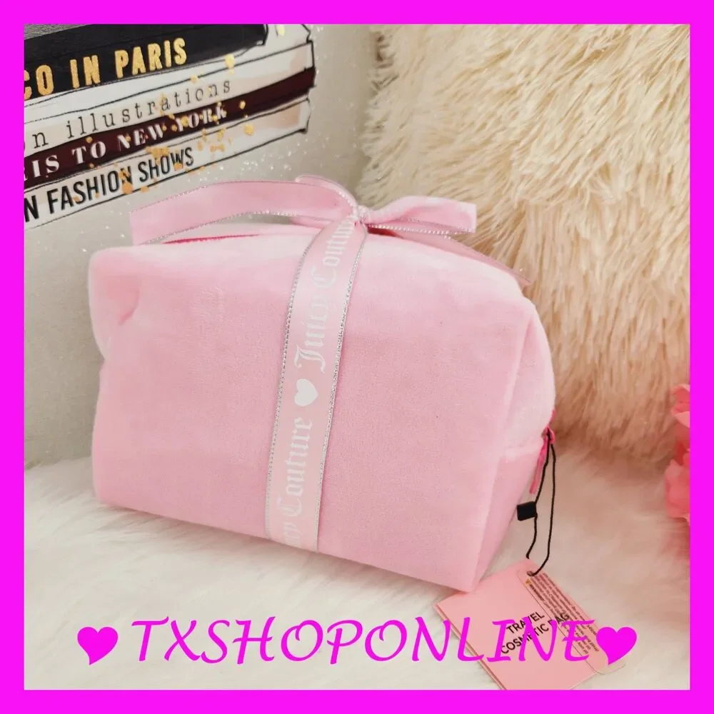 💗🌺 Juicy Couture Pink velvet bling cosmetic bag🌺💗 NWT